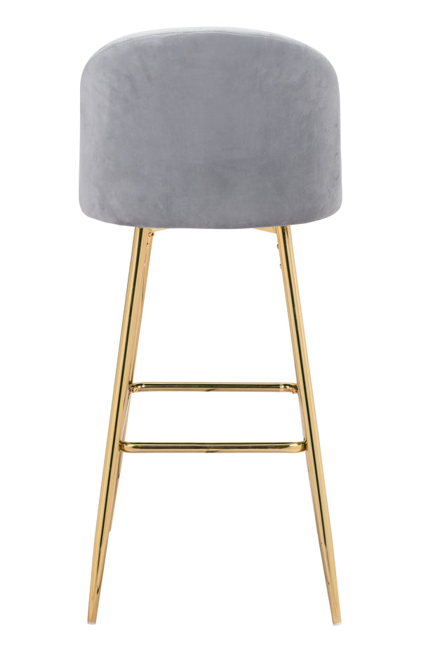 Zuo Modern Cozy 100% Polyester, Plywood, Steel Modern Commercial Grade Barstool Gray, Gold 100% Polyester, Plywood, Steel