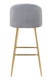 Zuo Modern Cozy 100% Polyester, Plywood, Steel Modern Commercial Grade Barstool Gray, Gold 100% Polyester, Plywood, Steel