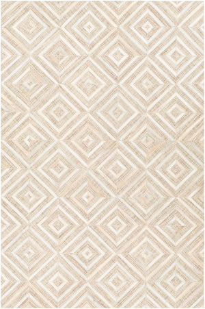 Jardin JRD-2300 Modern Wool, Leather Rug JRD2300-912 Light Gray, Beige, Ivory, Taupe, Dark Brown 60% Wool, 40% Leather 9' x 12'