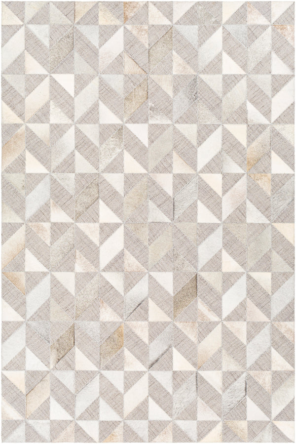 Jardin JRD-2301 Modern Wool, Leather Rug JRD2301-912 Light Gray, Medium Gray, Cream, Beige 60% Wool, 40% Leather 9' x 12'