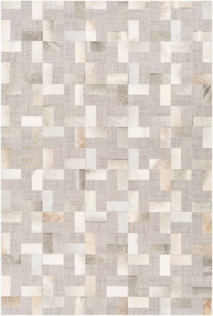 Jardin JRD-2305 Modern Wool, Leather Rug JRD2305-912 Light Gray, Medium Gray, Cream, Beige 60% Wool, 40% Leather 9' x 12'