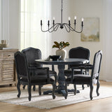 Noble House Ardyce French Country Upholstered Wood 5 Piece Circular Dining Set, Gray and Black