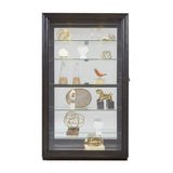 Framed Sliding Door 5 Shelf Curio Cabinet in Dark Brown