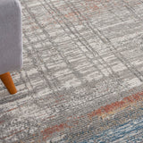 Nourison Rustic Textures RUS12 Painterly Machine Made Power-loomed Indoor Area Rug Grey/Multi 9'3" x 12'9" 99446799142