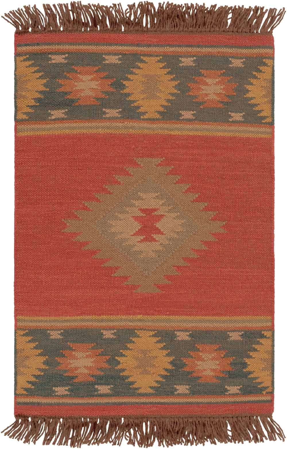 Jewel Tone JT-1033 Rustic Wool Rug JT1033-913 Dark Red, Navy, Camel, Clay, Dark Brown, Tan, Taupe 100% Wool 9' x 13'