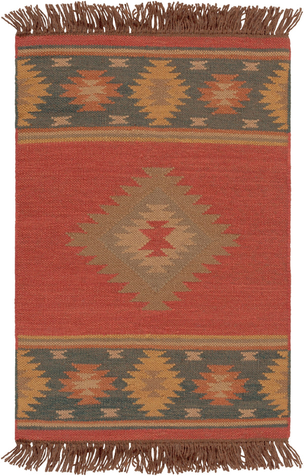 Jewel Tone JT-1033 Rustic Wool Rug JT1033-913 Dark Red, Navy, Camel, Clay, Dark Brown, Tan, Taupe 100% Wool 9' x 13'