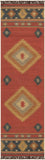 Jewel Tone JT-1033 Rustic Wool Rug JT1033-312 Dark Red, Navy, Camel, Clay, Dark Brown, Tan, Taupe 100% Wool 3' x 12'