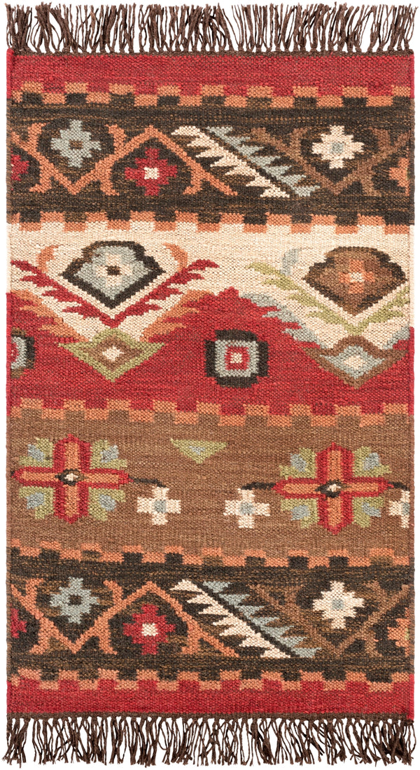 Jewel Tone JT-8 Rustic Wool Rug JT8-913 Khaki, Dark Red, Dark Brown, Rose, Sage 100% Wool 9' x 13'