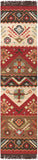 Jewel Tone JT-8 Rustic Wool Rug JT8-28 Khaki, Dark Red, Dark Brown, Rose, Sage 100% Wool 2' x 8'