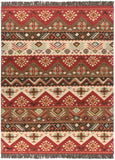 Jewel Tone JT-8 Rustic Wool Rug JT8-811 Khaki, Dark Red, Dark Brown, Rose, Sage 100% Wool 8' x 11'