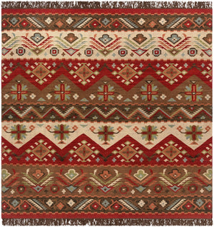 Jewel Tone JT-8 Rustic Wool Rug JT8-8SQ Khaki, Dark Red, Dark Brown, Rose, Sage 100% Wool 8' Square