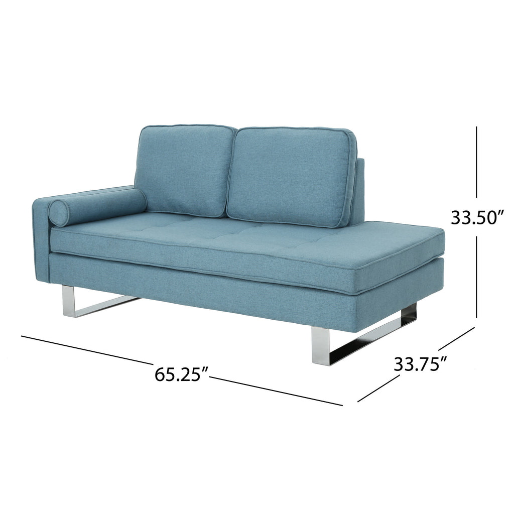 Typhaine Modern Fabric Chaise Lounge, Blue Noble House