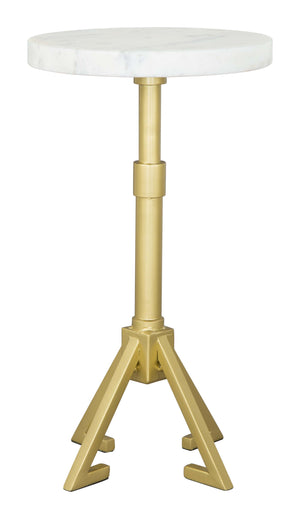 Zuo Modern Maurice Marble, Iron Modern Commercial Grade Side Table White, Gold Marble, Iron