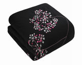 Pink Floral Comforter Set King Size – 8 Piece – Black Floral