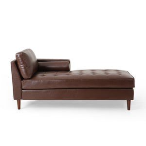 Noble House Malinta Contemporary Tufted Upholstered Chaise Lounge, Dark Brown and Espresso