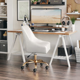 English Elm EE2885 100% Polyurethane, Plywood, Steel Modern Commercial Grade Office Chair White, Gold 100% Polyurethane, Plywood, Steel