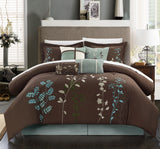 Bliss Garden Brown Queen 8 Piece Comforter Set,