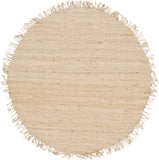 Jute JUTE BLEACH Cottage Jute Rug JUITE-6RD Cream 100% Jute 6' Round