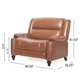 Leet Contemporary Faux Leather Oversized Pushback Recliner, Cognac Brown and Espresso Noble House