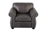 Porter Designs Elk River Leather-Look & Nail Head Transitional Chair Gray 01-33C-03-9702A