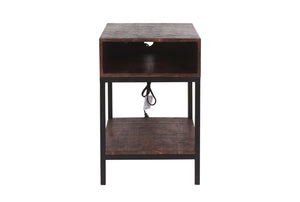 Porter Designs Lakewood Solid Wood with Power Ports Transitional End Table Dark Brown 05-190-26-0809