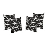 Union Outdoor Cushions, 17.75" Square, Modern Triangle Pattern, Contemporary, Black, White Noble House