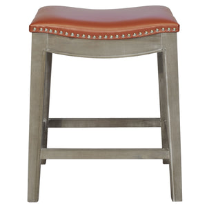 Elmo Bonded Leather Counter Stool Pumpkin, Red, Mystique Gray Legs 198625B-8141KD New Pacific Direct