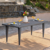 Noble House Dominica Outdoor 75" Grey Wicker Rectangular Dining Table