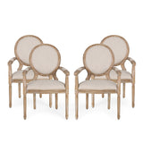 Judith French Country Wood Upholstered Dining Chair, Beige and Natural Noble House