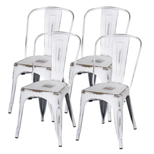 Metropolis Metal Side Chair Set of 4 - Classic Bistro Style for Dining Room or Café Decor