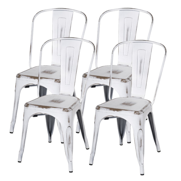 Metropolis Metal Side Chair Set of 4 - Classic Bistro Style for Dining Room or Café Decor