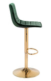 Zuo Modern Prima 100% Polyester, Plywood, Steel Modern Commercial Grade Barstool Dark Green, Gold 100% Polyester, Plywood, Steel