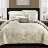 Lea Beige Queen 10pc Comforter Set