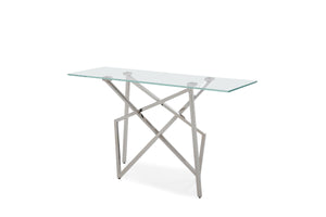 VIG Furniture Modrest Hawkins Modern Glass & Stainless Steel Console Table VGVCK129
