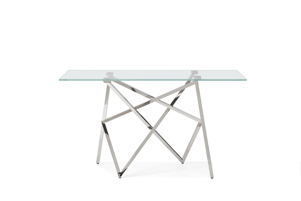VIG Furniture Modrest Hawkins Modern Glass & Stainless Steel Console Table VGVCK129