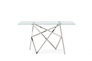 VIG Furniture Modrest Hawkins Modern Glass & Stainless Steel Console Table VGVCK129