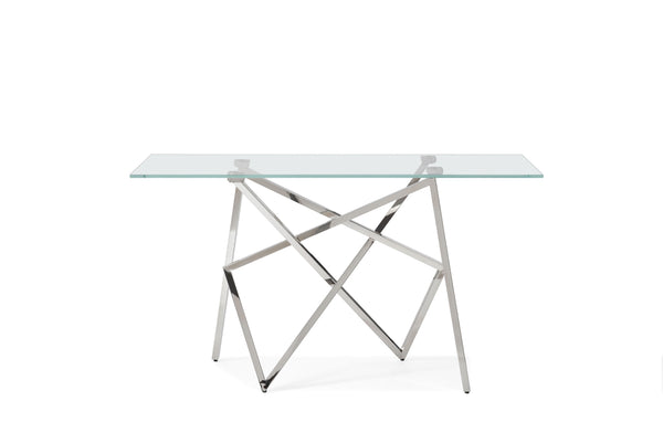 VIG Furniture Modrest Hawkins Modern Glass & Stainless Steel Console Table VGVCK129