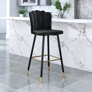 Zuo Modern Zinclair 100% Polyester, Plywood, Steel Modern Commercial Grade Barstool Black, Gold 100% Polyester, Plywood, Steel