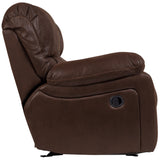 Porter Designs Ramsey Leather-Look seat Transitional Reclining Console Love Brown 03-112C-02-6016