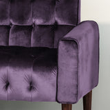 Hertford Tufted Velvet Sofa with Gold Tipped Tapered Legs, Blackberry and Gold Finish Noble House