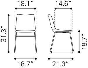 Zuo Modern Smart 100% Polyurethane, Plywood, Steel Transitional Commercial Grade Dining Chair Set - Set of 2 Vintage Espresso, Black 100% Polyurethane, Plywood, Steel