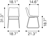 Zuo Modern Smart 100% Polyurethane, Plywood, Steel Transitional Commercial Grade Dining Chair Set - Set of 2 Vintage Espresso, Black 100% Polyurethane, Plywood, Steel