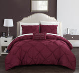 Daya Burgundy King 4pc Duvet Set