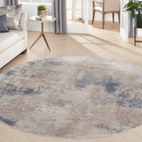 Nourison Rustic Textures RUS02 Painterly Machine Made Power-loomed Indoor Area Rug Beige/Grey 7'10" x round 99446835901