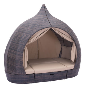 Zuo Modern Majorca 100% Olefin, Polyethylene, Aluminum Modern Commercial Grade Daybed Brown, Beige 100% Olefin, Polyethylene, Aluminum