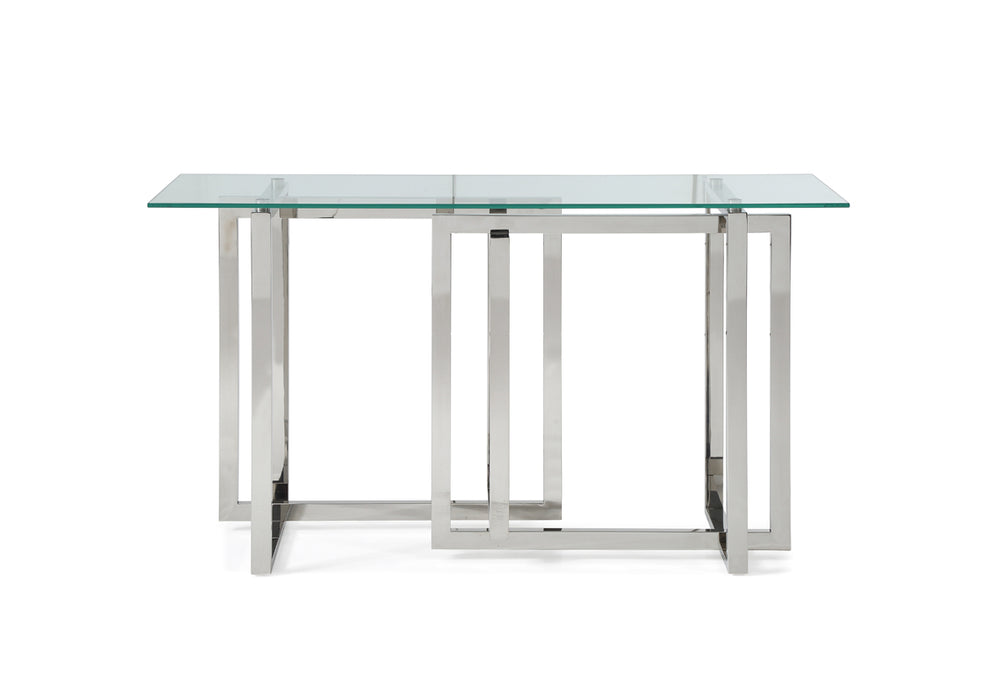 VIG Furniture Modrest Valiant Modern Glass & Stainless Steel Console Table VGVCK856
