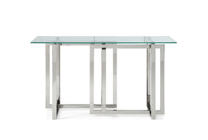 VIG Furniture Modrest Valiant Modern Glass & Stainless Steel Console Table VGVCK856