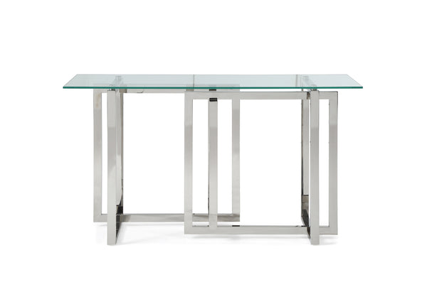 VIG Furniture Modrest Valiant Modern Glass & Stainless Steel Console Table VGVCK856