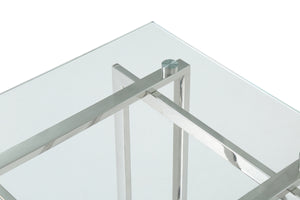 VIG Furniture Modrest Valiant Modern Glass & Stainless Steel Console Table VGVCK856