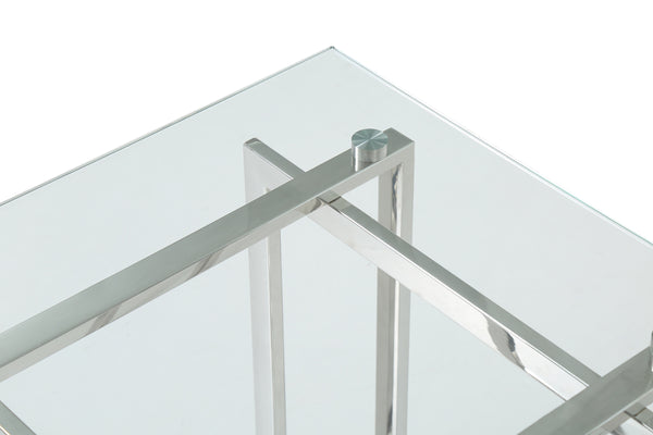 VIG Furniture Modrest Valiant Modern Glass & Stainless Steel Console Table VGVCK856